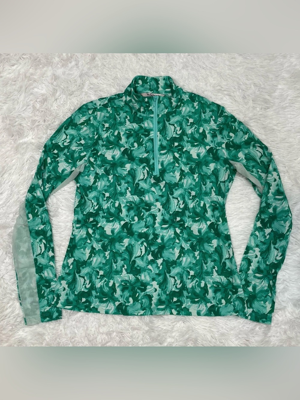 Tommy Bahama Active Women’s S Small 1/4 Zip Pullover Tropical Green Floral Golf